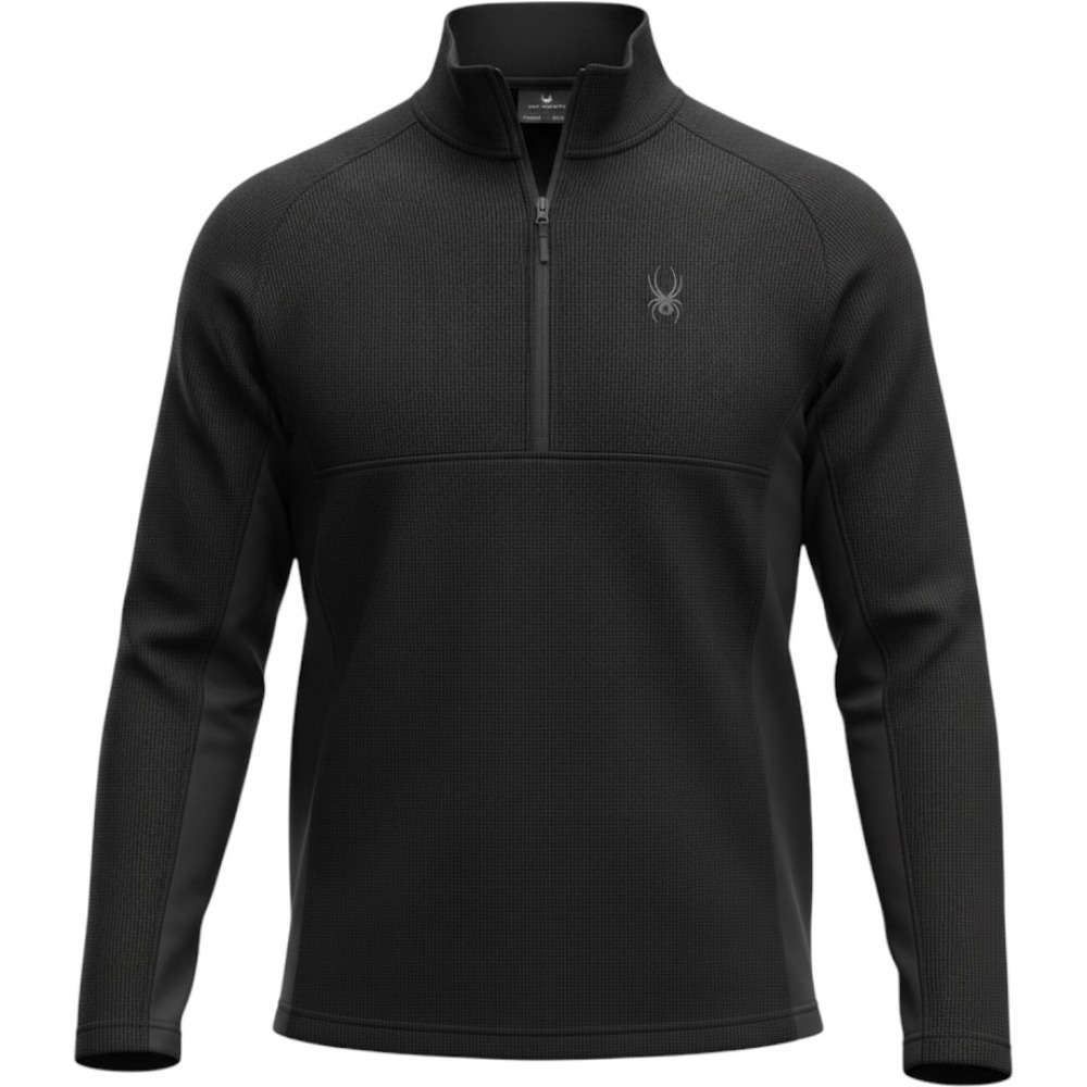 Spyder Quarter Zip Pullover Mens XL Black NWT Waffle Knit Fleece 1619902